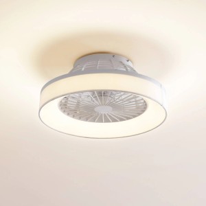 Lindby LED Deckenventilator mit Lampe Mace 10022137 Dimmbar Leselampe Modern in Weiß 1-flammig Wohnzimmerleuchte