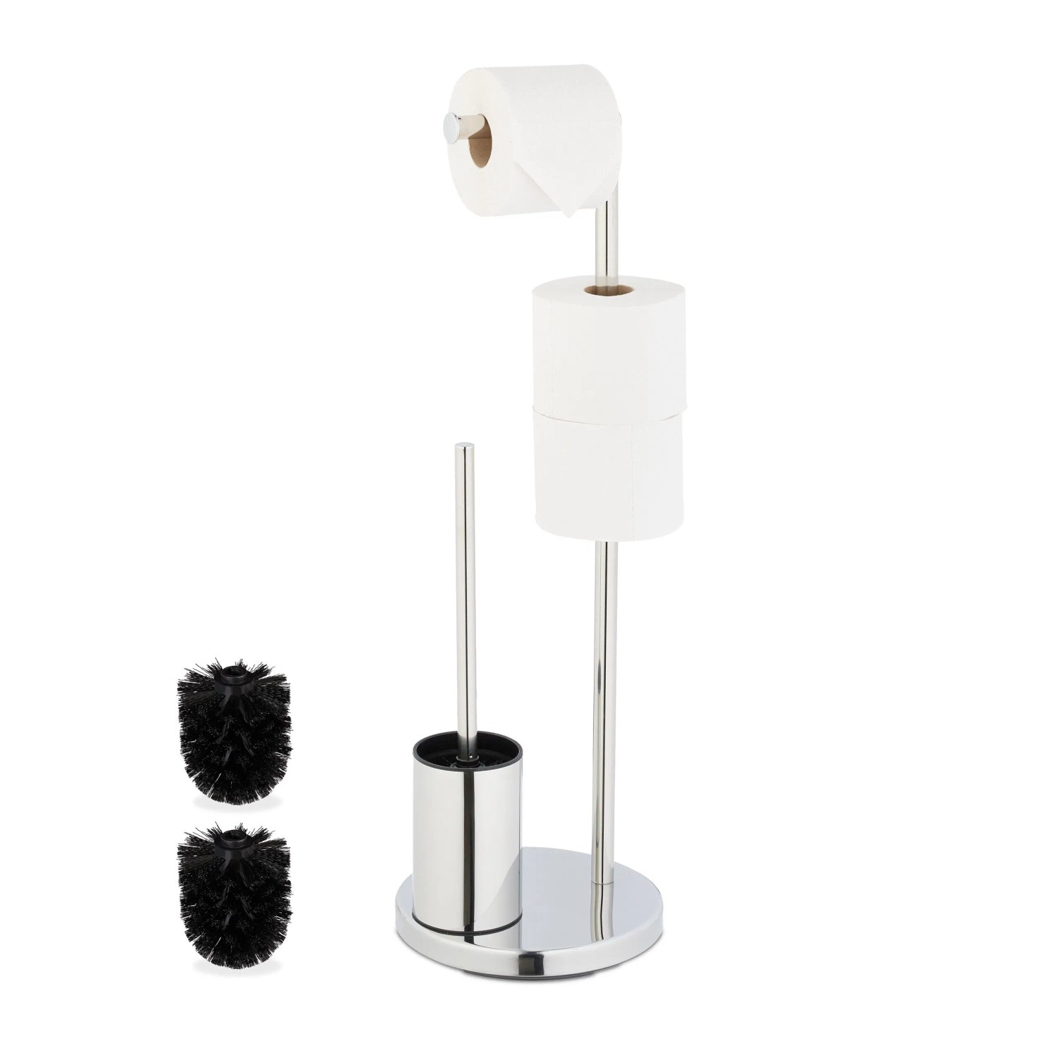 Relaxdays WC Garnitur Edelstahl Silber Freistehend Knickbar 68 cm x 22 cm 2,3 kg