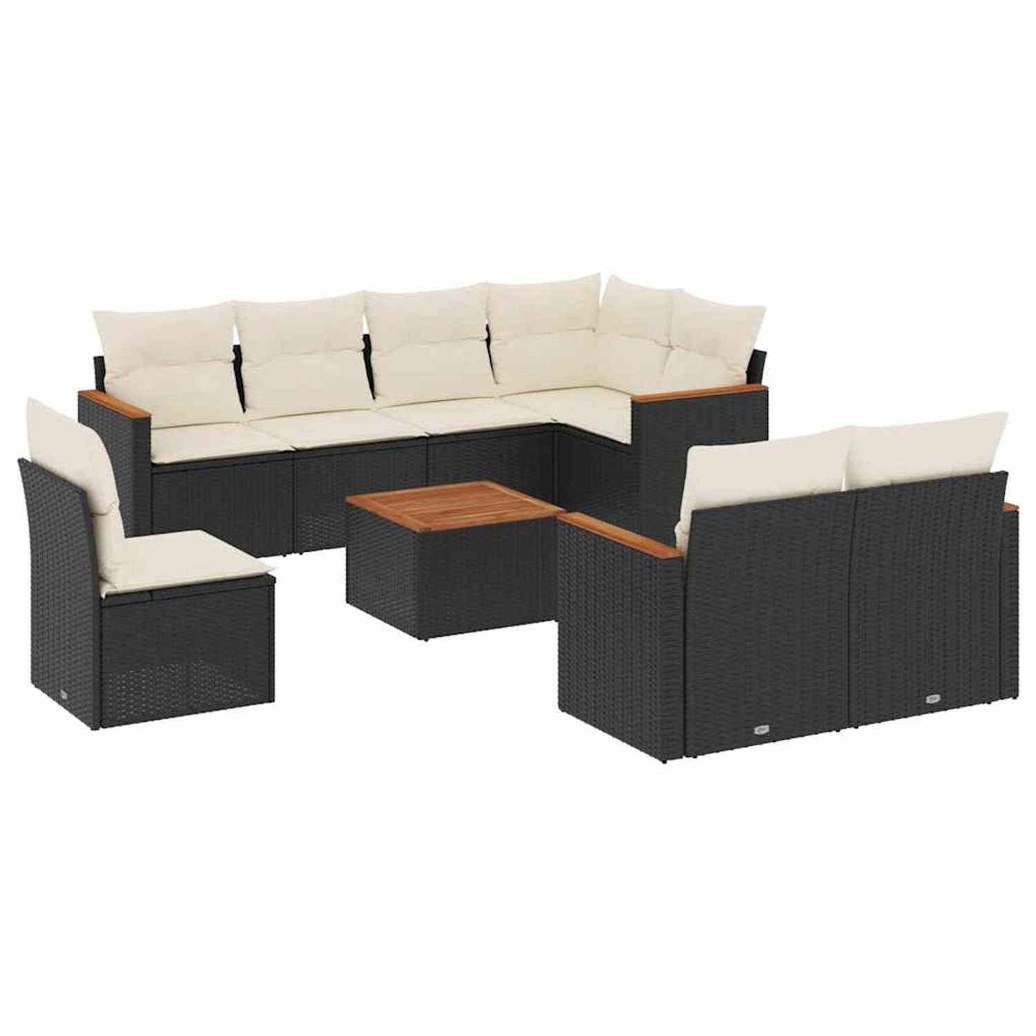 vidaXL 9-Tlg Garten-Sofagarnitur mit Kissen Schwarz Poly Rattan 3258570 günstig online kaufen