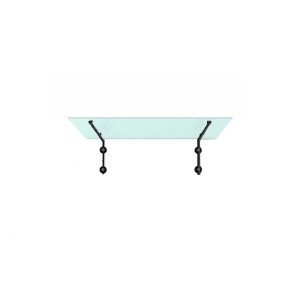 Glasvordach Hagen 180x90 cm, Milchglas mit schwarzen Haltern. Moderner Wetterschutz für den Eingang.