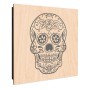 Schwarzer Schlüsselkasten aus Holz mit Sugar Skull Motiv, 30x30cm, 50 Haken.