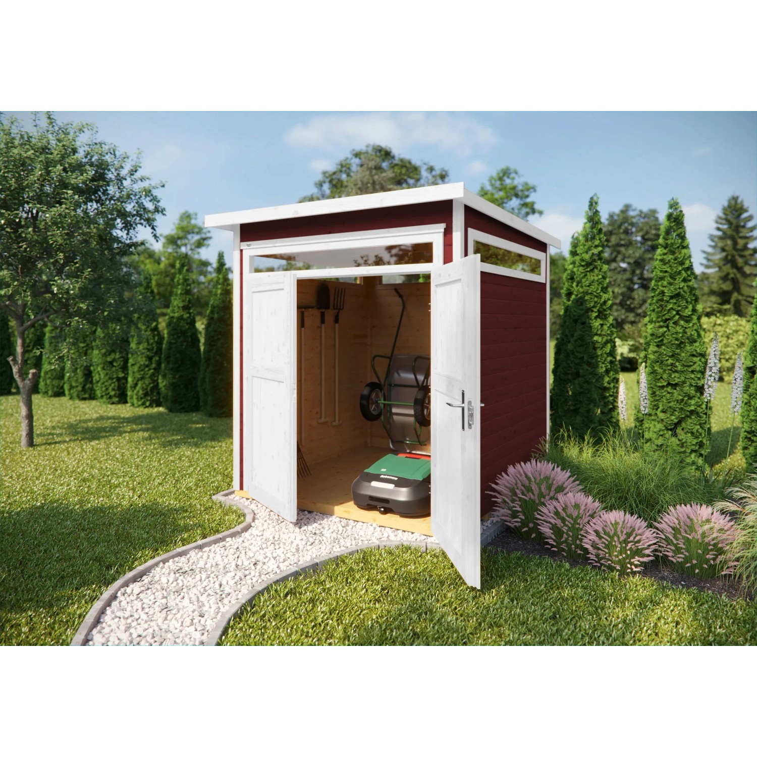 Weka Holz-Gartenhaus/Gerätehaus Gartenhaus/Gerätehaus 265 Flachdach Lasiert 250 cm