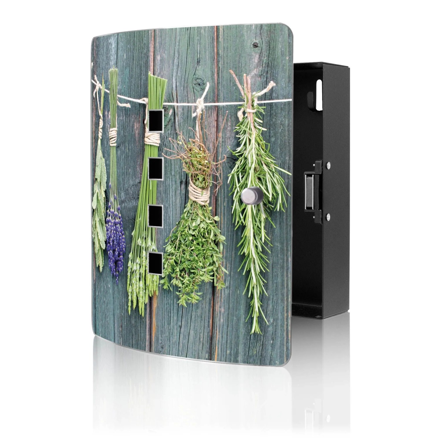 Banjado Design Schlüsselkasten Aus Edelstahl Für 10 Schlüssel 24x21,5x7cm Mit Magnetverschluss Motiv Acht Kräuter
