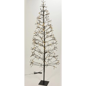 Schwarzer Deko-Tannenbaum mit warmweißen LEDs, 120cm hoch, für festliche Weihnachtsdekoration.