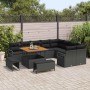 Schwarzes 12-tlg. vidaXL Garten-Sofa-Set aus Poly Rattan mit Tisch und Kissen.