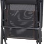 Zusammengeklappter, anthrazitfarbener Siena Garden Campingsessel Comfort mit verstellbarer Rückenlehne.