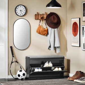 SoBuy Schuhbank mit Sitzfläche Schmal Schuhregal für Flur 80x45x26cm Schwarz FSR98-L-SCH