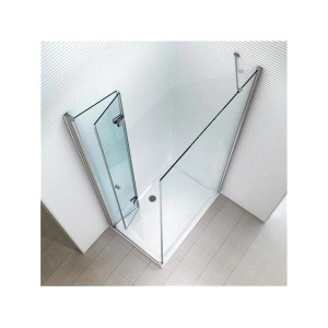Glas Duschkabine Nora 80x100 mit Duschtasse, Eckeinstieg und Falttür.