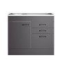 OPTIFIT Spülenunterschrank Kiel420, 100cm, Anthrazit matt, mit Spüle, Tür und Schubladen.