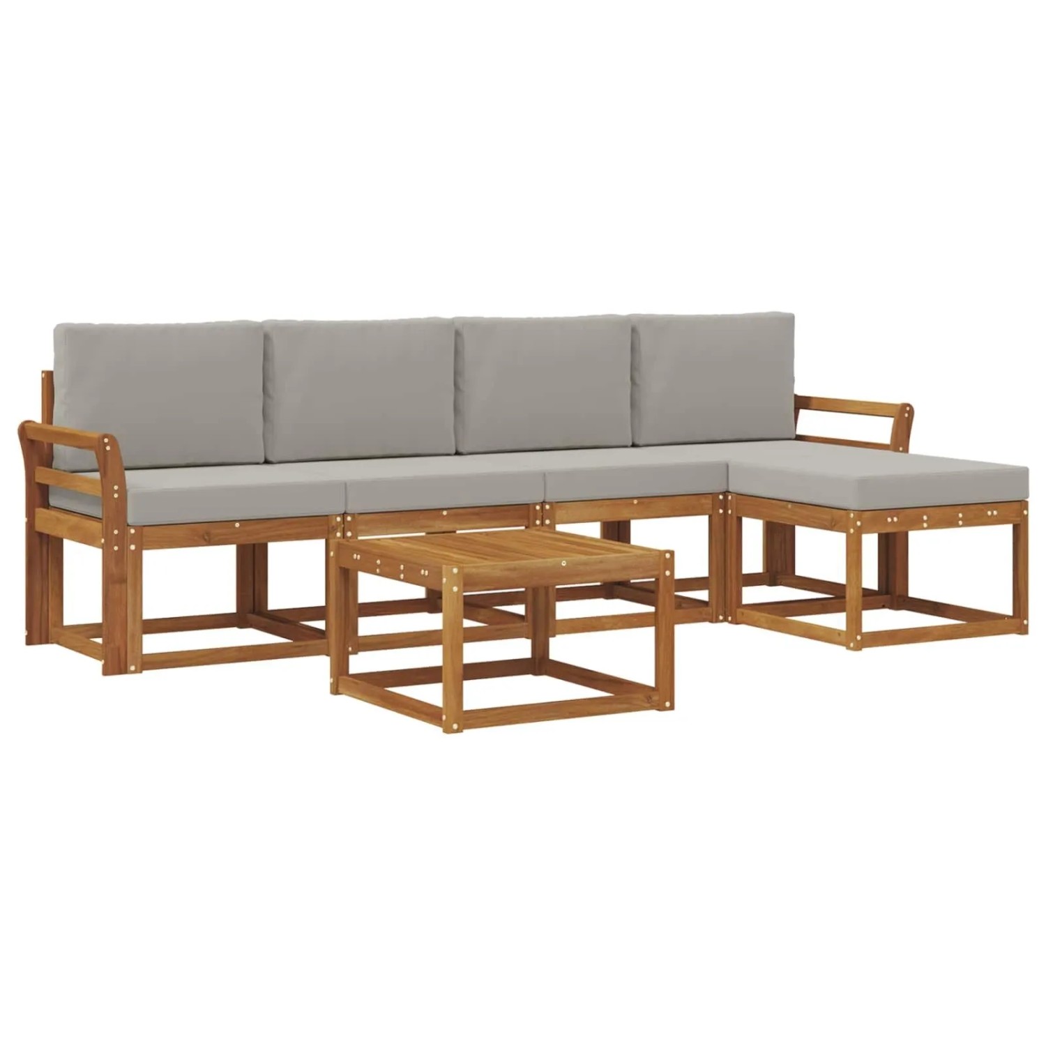 vidaXL Outdoor-Sofagarnitur mit Kissen 6 Stk Natur und Hellgrau 3366289