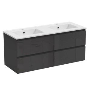 AICA Badmöbel-Set Aalst, 120 cm, anthrazit, mit Keramikwaschtisch, Unterschrank und Softclose Schubladen.