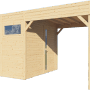 Bertilo Holz-Gartenhaus Cubus 2 Lounge aus FSC®-zertifiziertem Holz mit Überdachung.