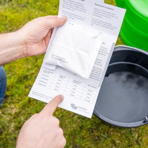 e-nema Nematoden-Packung zur biologischen Dickmaulrüssler-Bekämpfung mit Anwendungsanleitung.