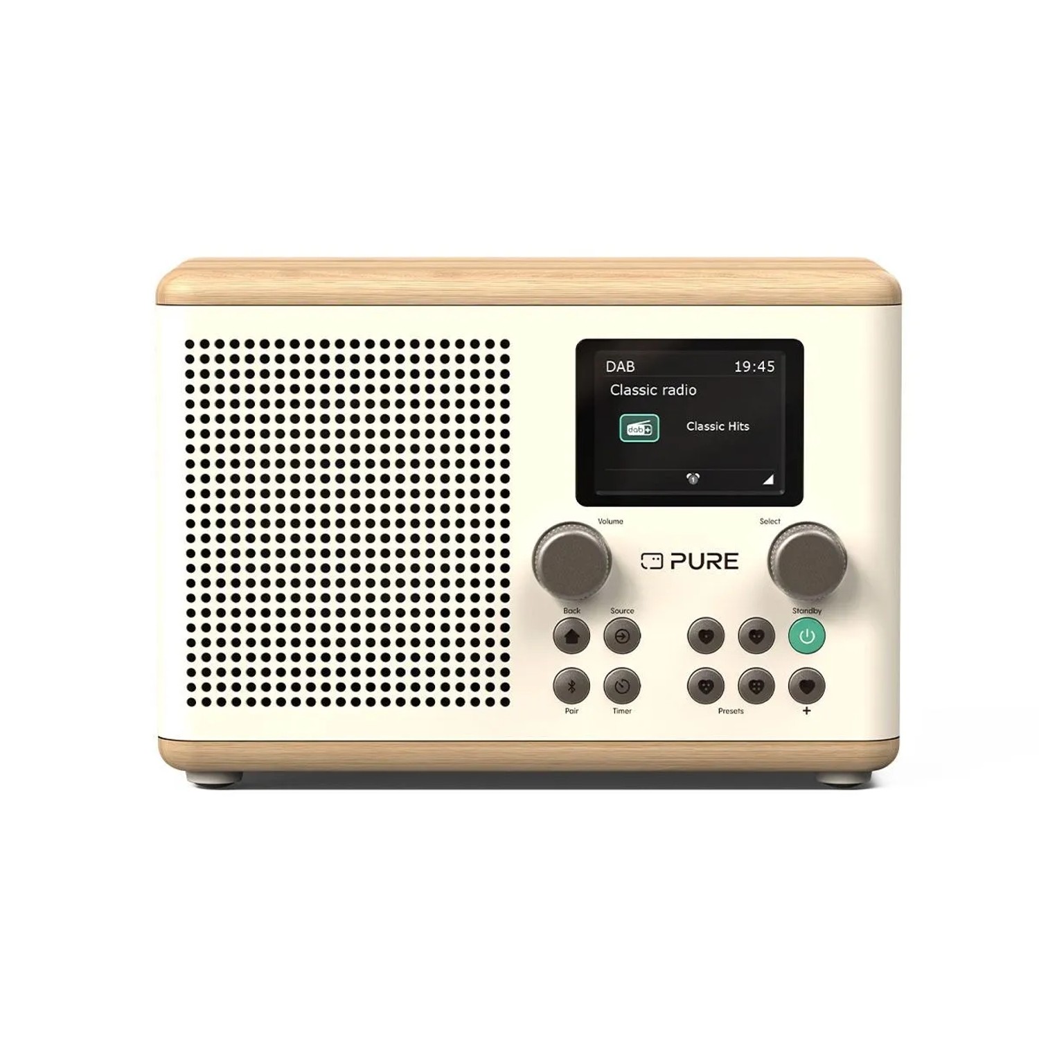 Pure Classic H4 Das Charmante Digitalradio In Baumwoll-Weiss/Eiche