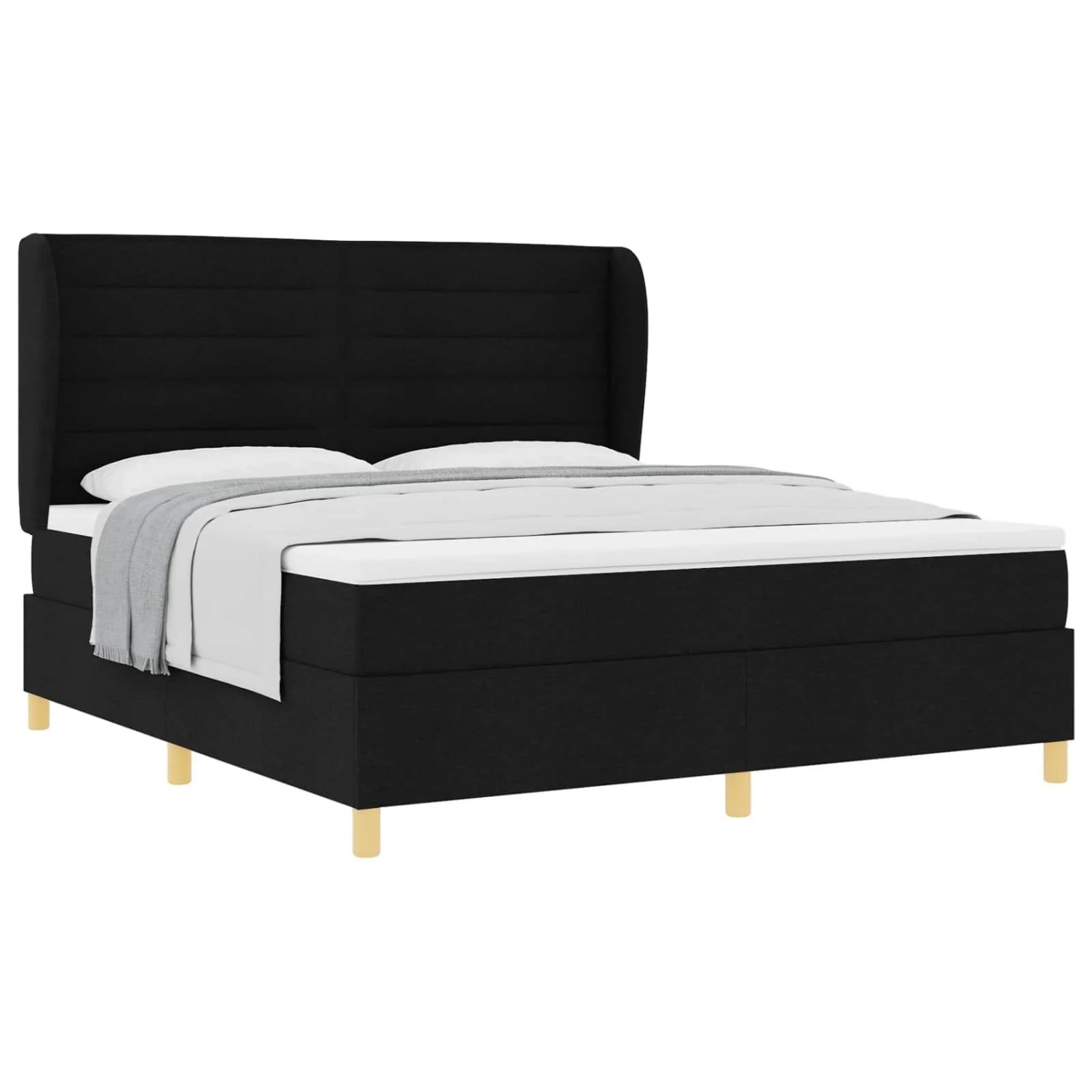 vidaXL Boxspringbett mit Matratze Dunkelgrau 90x190 cm Schwarz 3340706