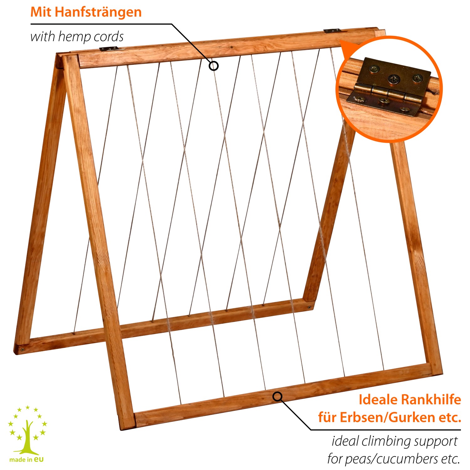 Dobar Rankhilfe Magic Kubus 2.0 Bernstein: Holzrahmen mit Jutesträngen für Kletterpflanzen im Hochbeet.