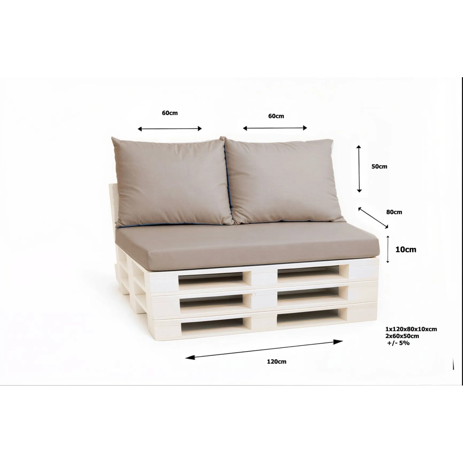 Setgarden Pastel Outdoor Palettenkissen Set 120x80x10cm Sitzkissen + Rückenkissen 2x60x50cm 1tlg Caffe latte kaufen bei OBI