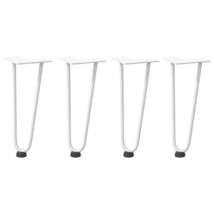 4er-Set weiße Haarnadelbeine (30 cm) aus Stahl für Couchtische.