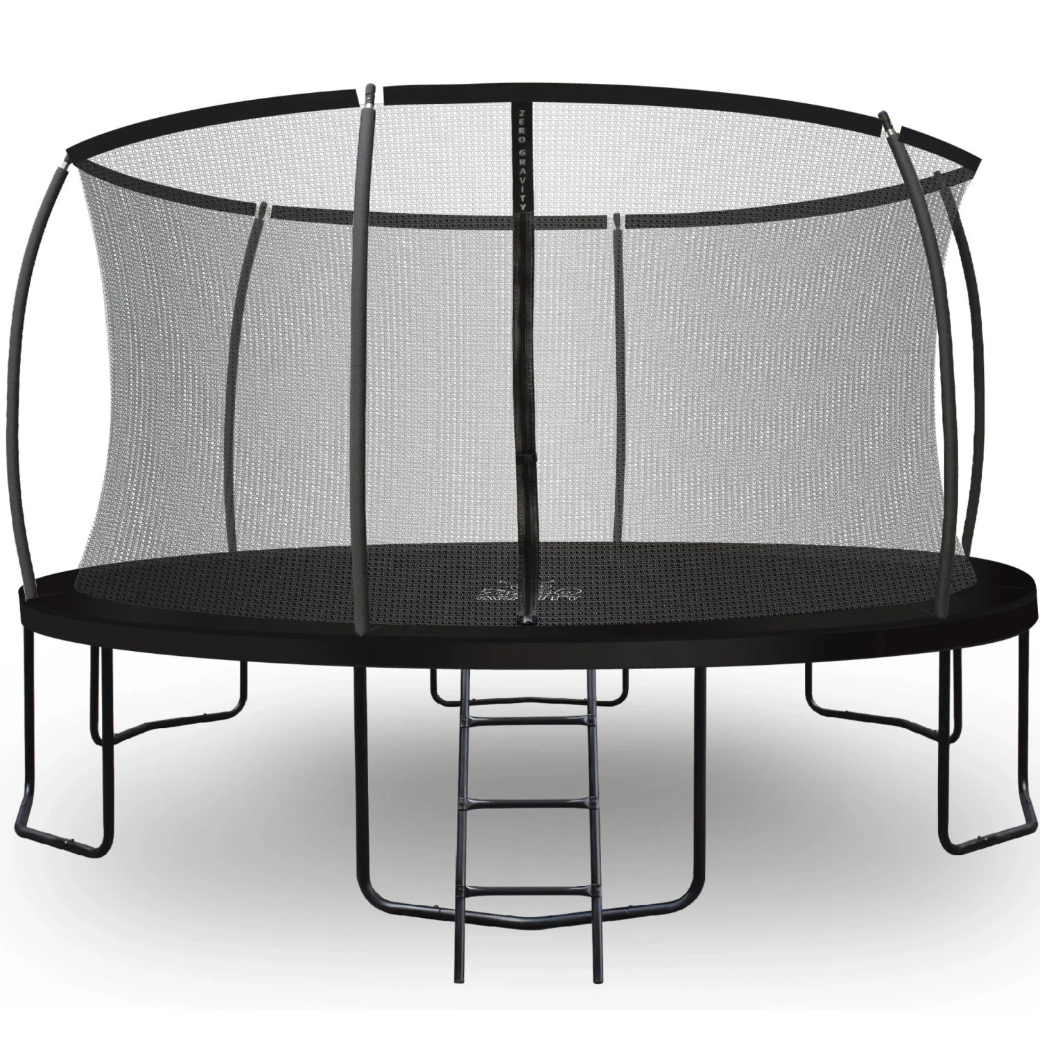 Zero Gravity Trampolin ø 427 cm - TÜV GS - Smartes Klappnetz - Inkl. Leiter & Bodenanker - Schwarz