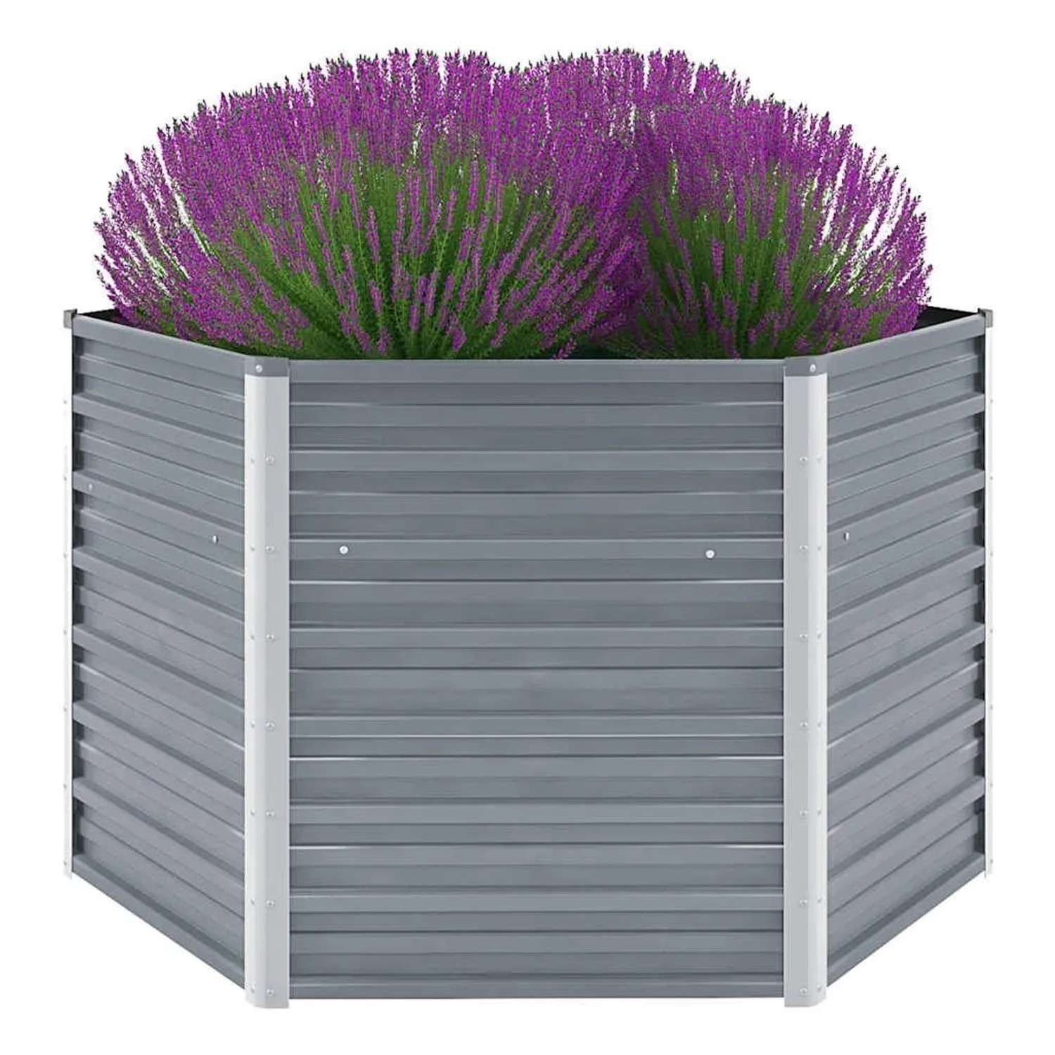 DELUKE 6-eckiges Hochbeet Für Garten NOA Grau 129x129x77cm Verzinkter Stahl Hochbeet Metall Gartenbeet Kräuterbeet Blume...