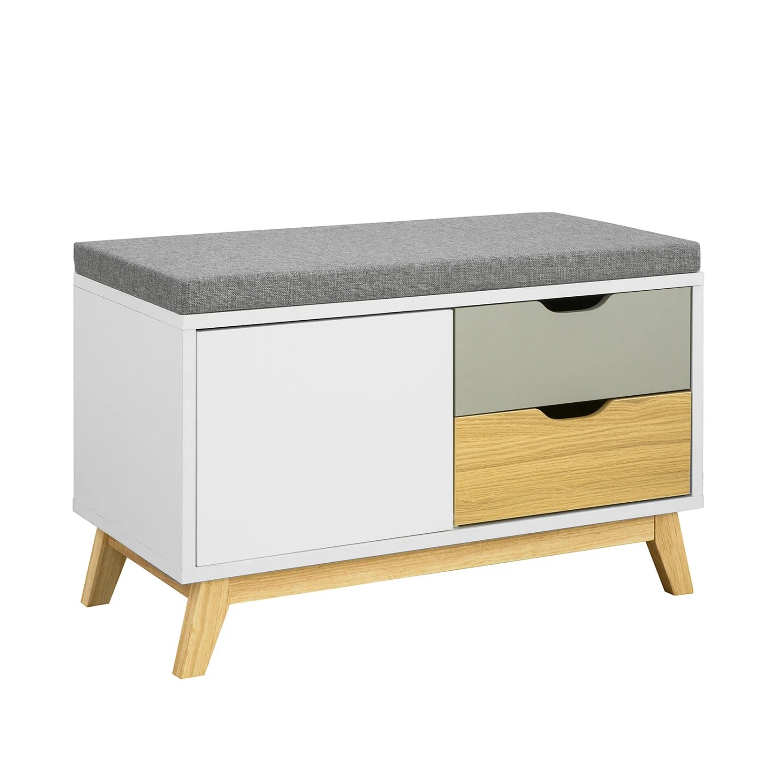 SoBuy Schuhbank mit 2 Schubladen und 1 Tür Holz Weiß FSR92-W günstig online kaufen