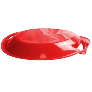 Roter Ondis24 Tellerschlitten Kamikaze (60cm) aus Kunststoff mit Griffen.