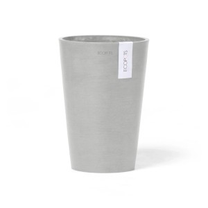 Ecopots Vase Pisa, weißgrau, 17,5 cm. Elegante Blumenvase für Innen und Außen.