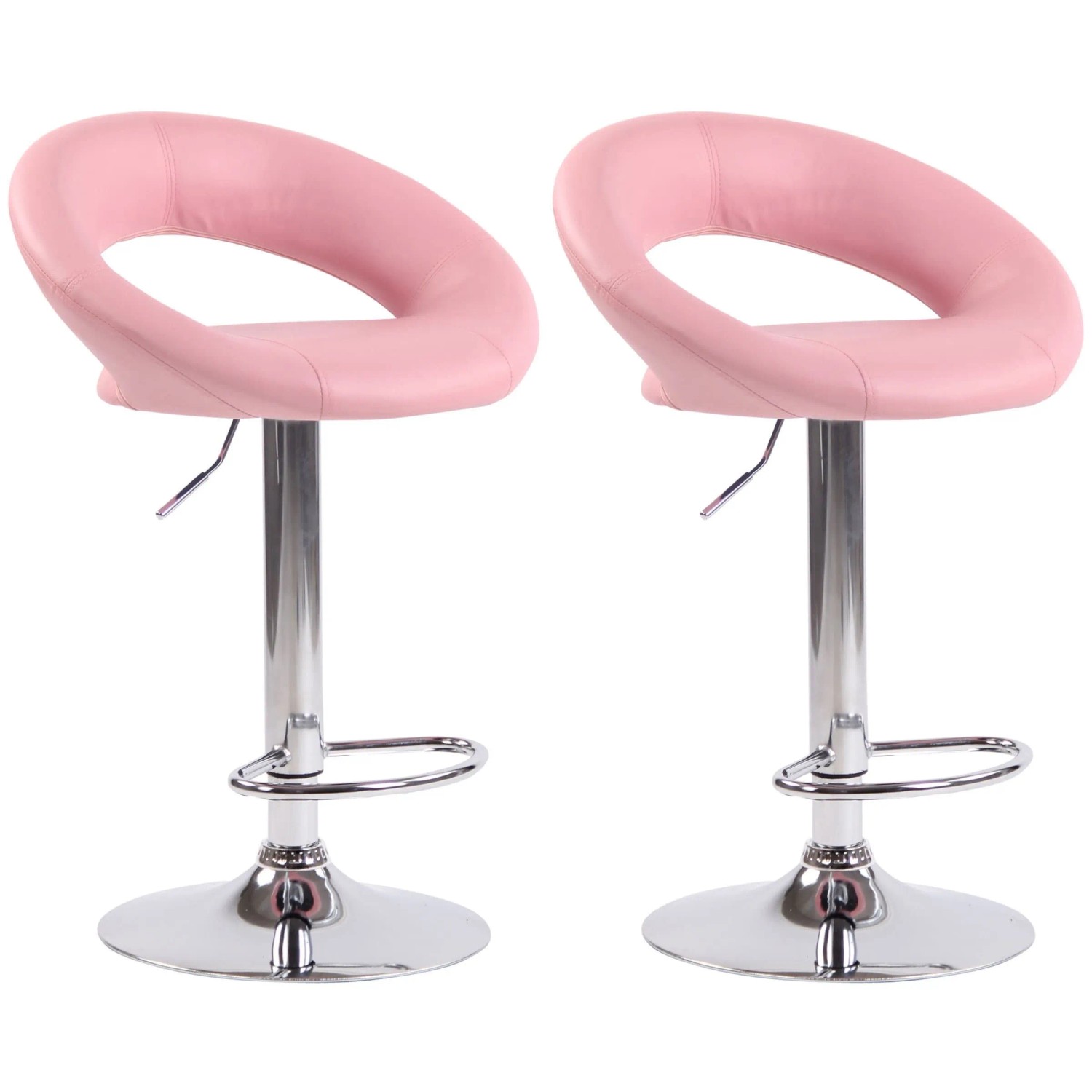 CLP 2er Set Barhocker Olinda Kunstleder Pink/Chrom