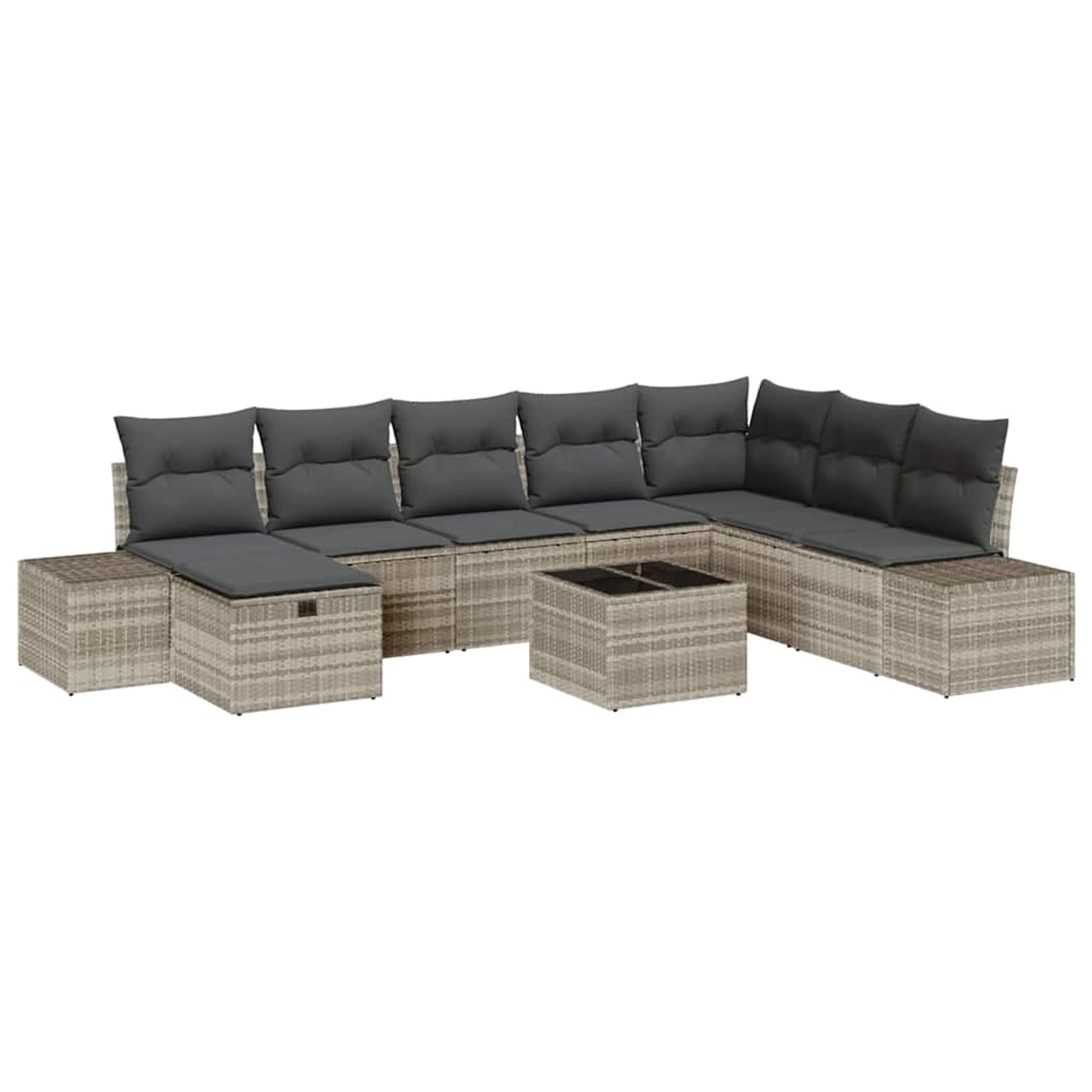 vidaXL Garten-Sofa-Set mit Kissen 9-Tlg Hellgrau Poly Rattan 3359441 günstig online kaufen