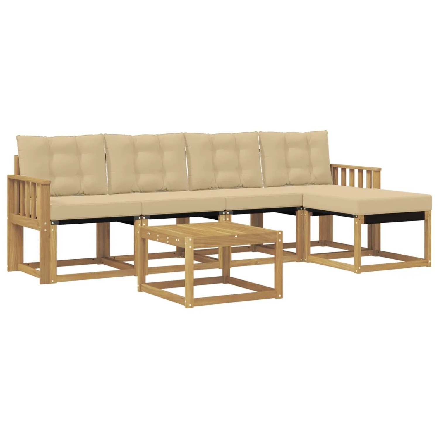 vidaXL Outdoor-Sofagarnitur mit Kissen 6-Tlg Weiß und Beige 3389403