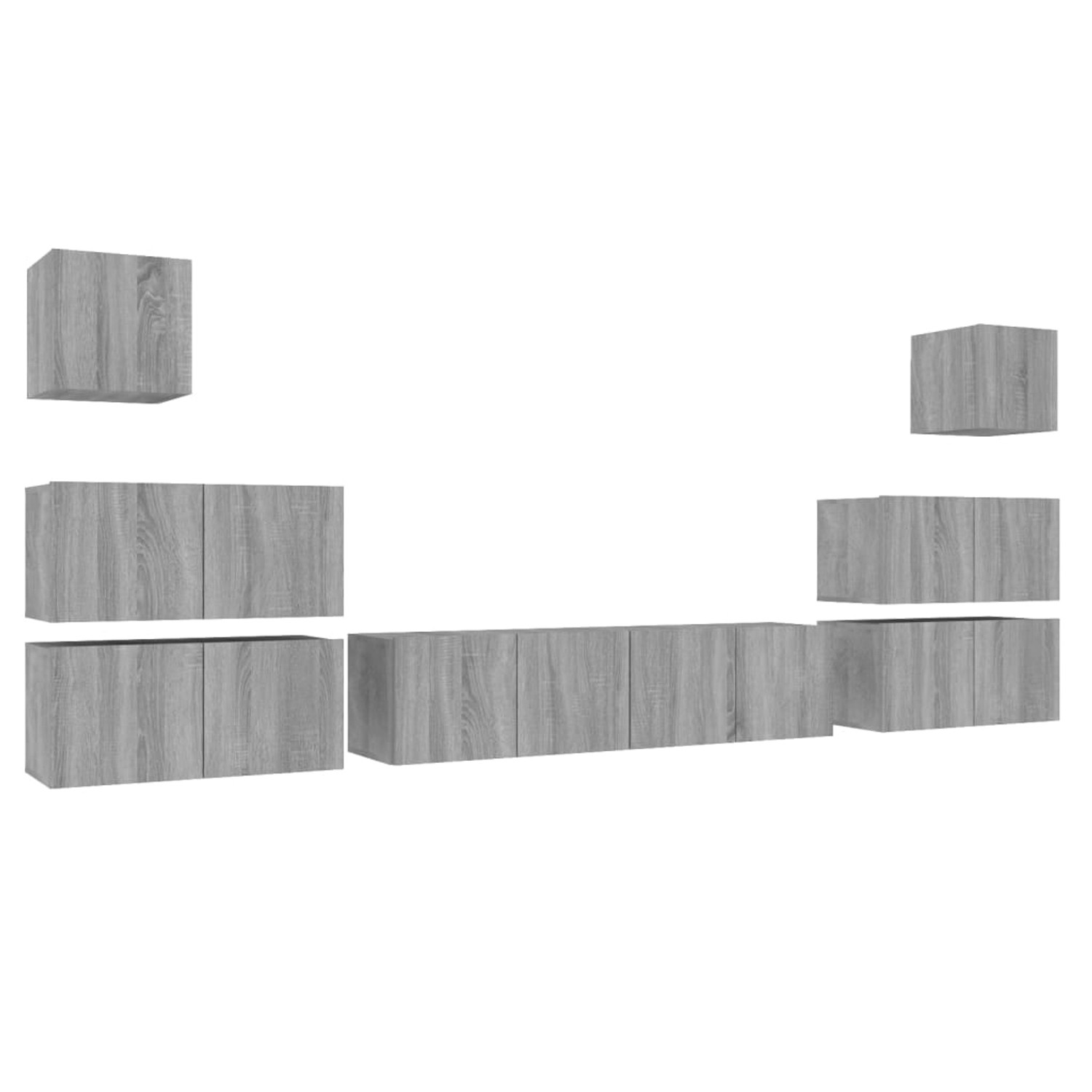 vidaXL 8-Tlg TV-Schrank-Set Grau Sonoma Holzwerkstoff 3120291