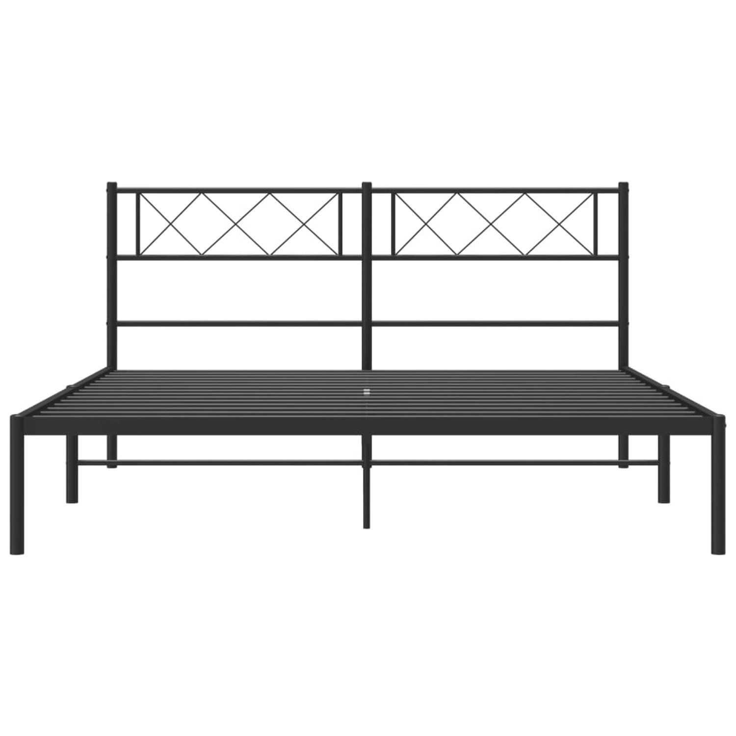 Schwarzes Metall Bettgestell 120x190 cm mit Kopfteil für Schlafzimmer.