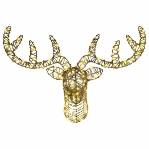 vidaXL Rentier Zieh Schlitten Warmweiß 60 cm Rattan 42019067