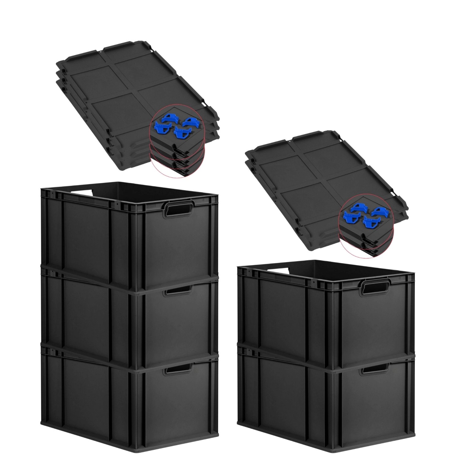 PROREGAL SparSet 5x Eurobox Nextgen Grip Mit Auflagedeckel Und Blauen Versc günstig online kaufen