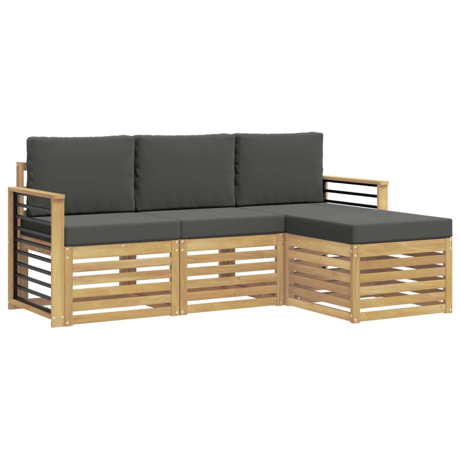 vidaXL Outdoor-Sofagarnitur 4-Tlg Weiß und Anthrazit 3391647