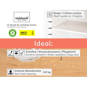 Detailansicht: needs&wants Katzenschrank Catty1, Merkmale und Belastbarkeit der Sitzbank.
