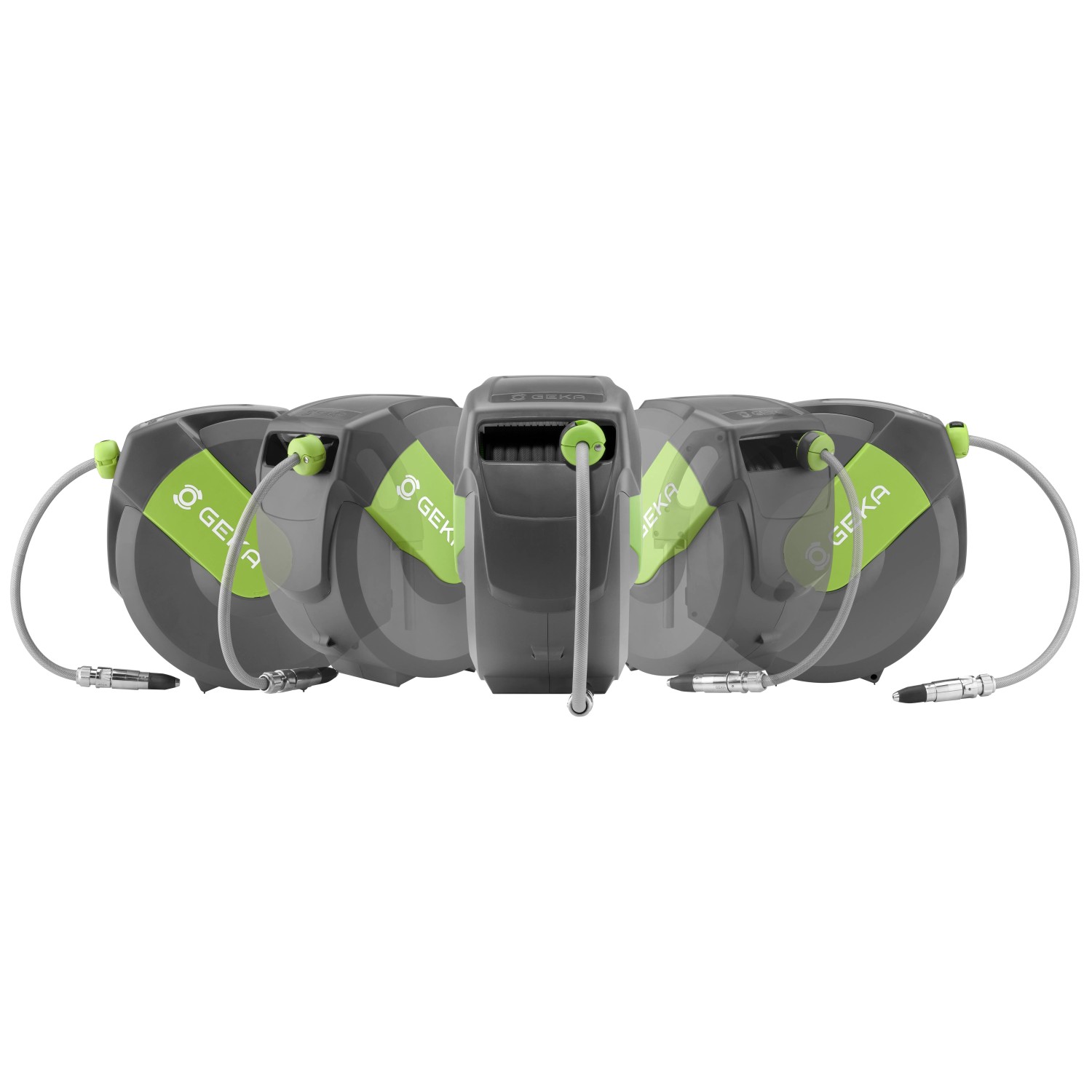 Geka Schlauchbox K25 Grau, automatische Schlauchaufroller für die Wandmontage.