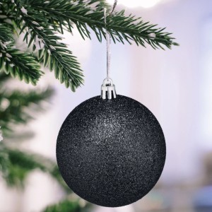Relaxdays Weihnachtskugeln Kunststoff Schwarz 110er Set Bruchsicher 36 cm x 36 cm x 12 cm