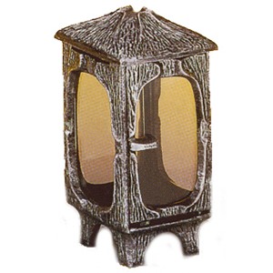 Schwarze Moll Grablampe aus Kunstguss mit Parsol-Echtglas, 22x10x10 cm, für Grabkerzen.