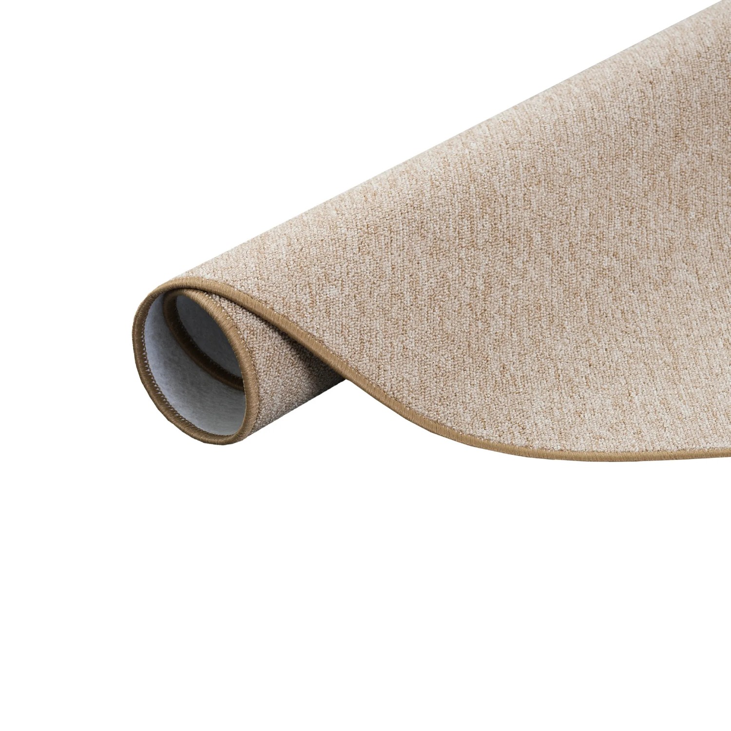 Gerollter, runder, beiger Feinschlingen Velour Teppich Strong (133cm) von Snapstyle.