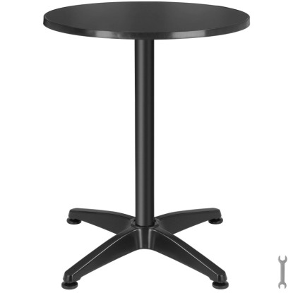 Tectake Aluminium Bistrotisch Frederic Wetterfest 2 Aufbauhöhen  60 x 70   110 cm Pro Stück 67 x 67 x 115 cm Schwarz