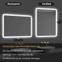 Aica Badspiegel 140x80 cm mit LED-Beleuchtung, horizontal und vertikal montierbar.