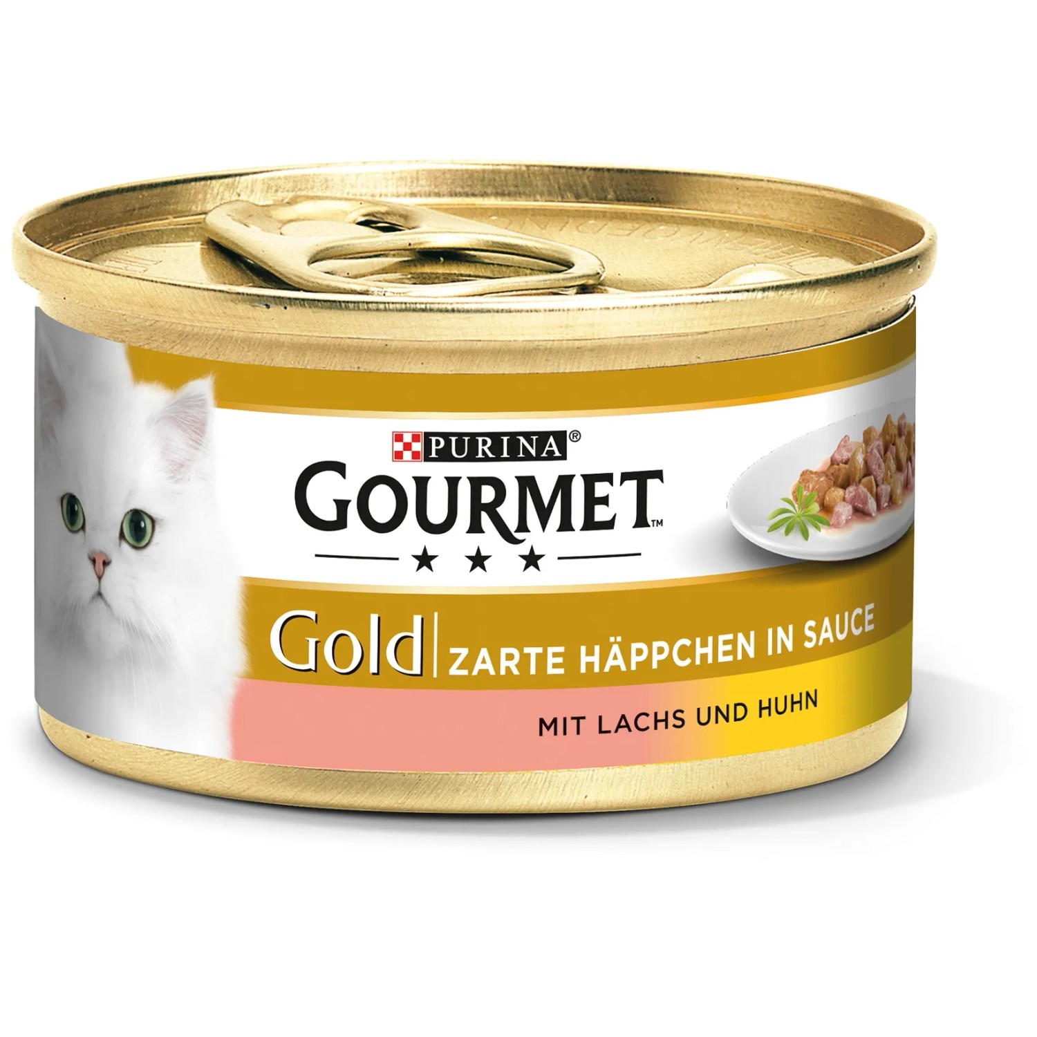 Gourmet Katzen-Nassfutter Gold Zarte Häppchen in Sauce mit Lachs und Huhn 85 g