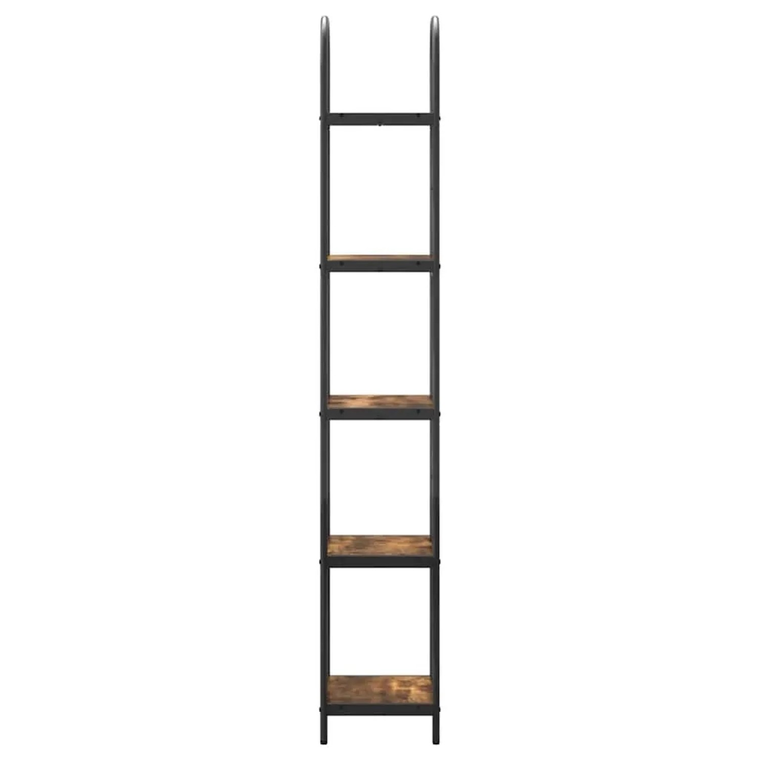 vidaXL Bücherregal Geräucherte Eiche mit 5 Holzwerkstoff-Regalen und schwarzem Metallrahmen, 40x30x183 cm.