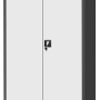 Jan Nowak Aktenschrank JAN II, Anthrazit-Weiß, abschließbar. Robuster Metallschrank mit zwei Türen für Büro.