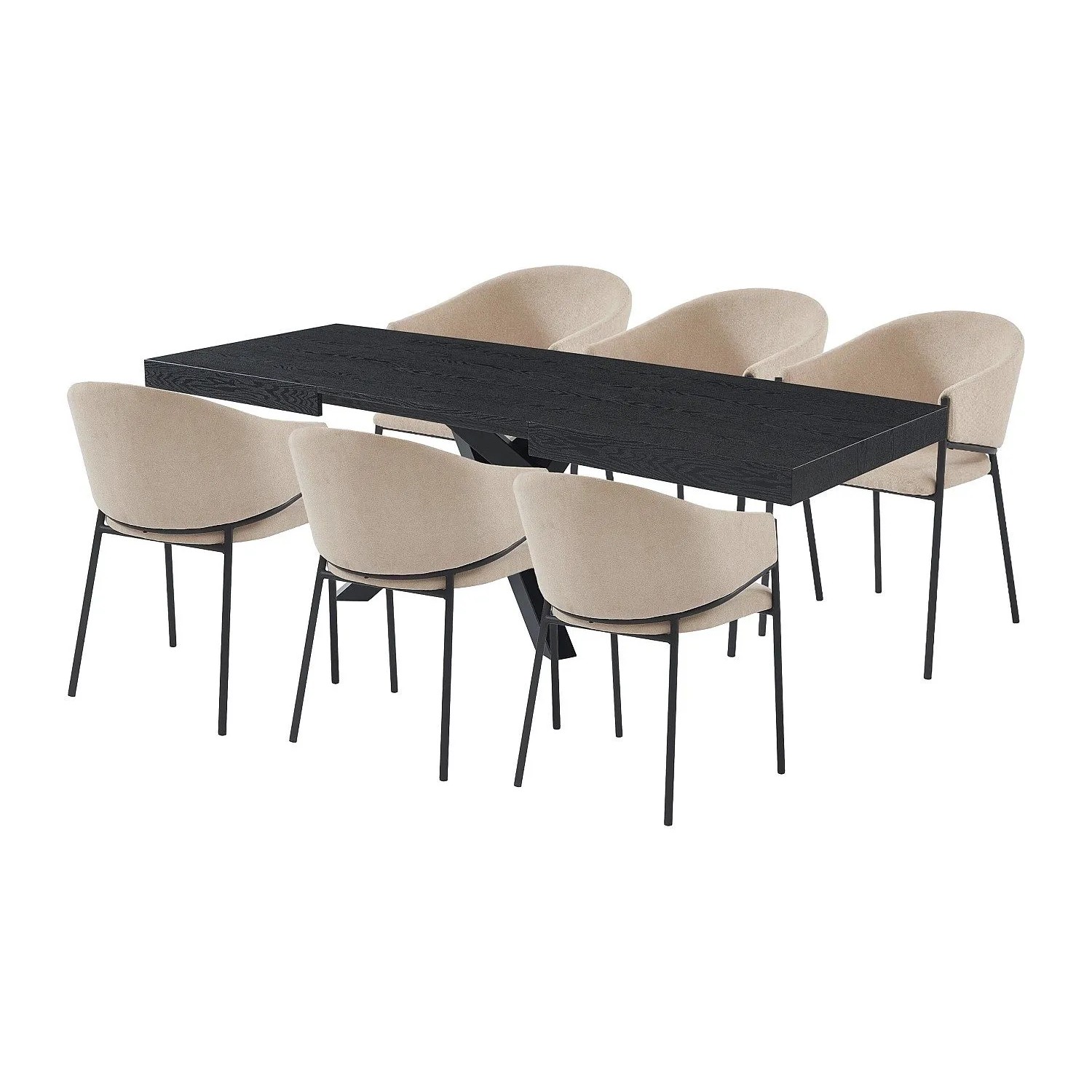 Vente-unique Essgruppe Catonav Schwarz 160 cm  240 cm  200 cm
