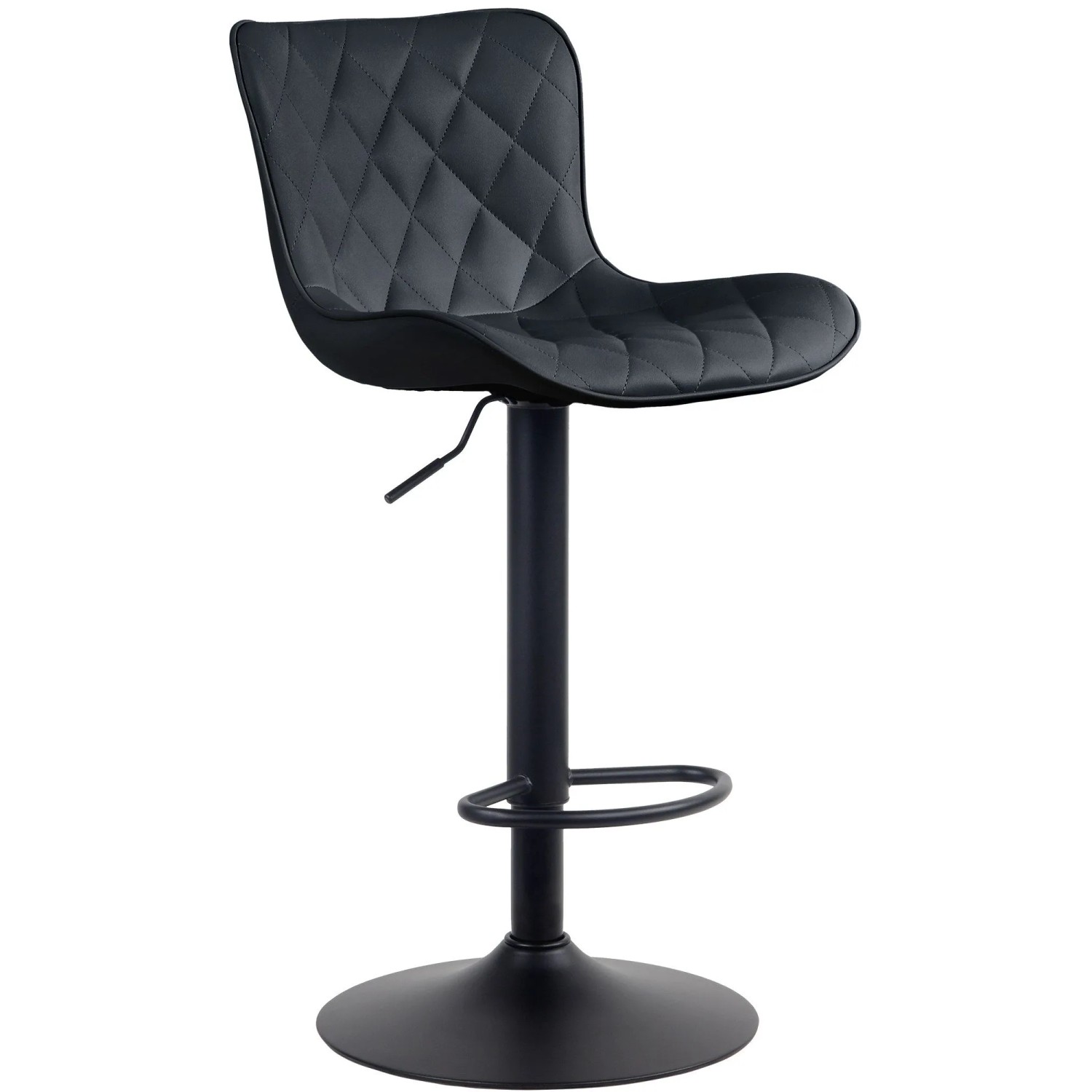 DELUKE Barhocker BOZON Kunstleder Schwarz 48x54x83cm Barstuhl Höhenverstellbar Mit Lehne Drehbar Tresenhocker Tresenstuhl
