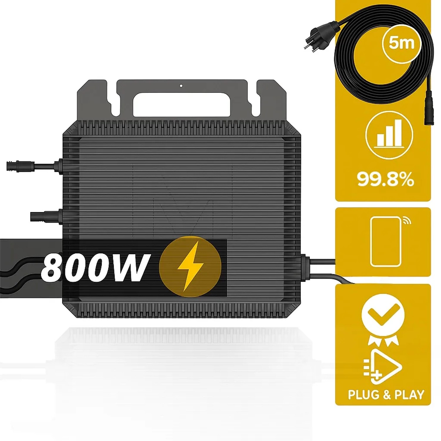 SUNNIVA Balkonkraftwerk Wechselrichter 800W mit 5m Kabel für Solaranlage