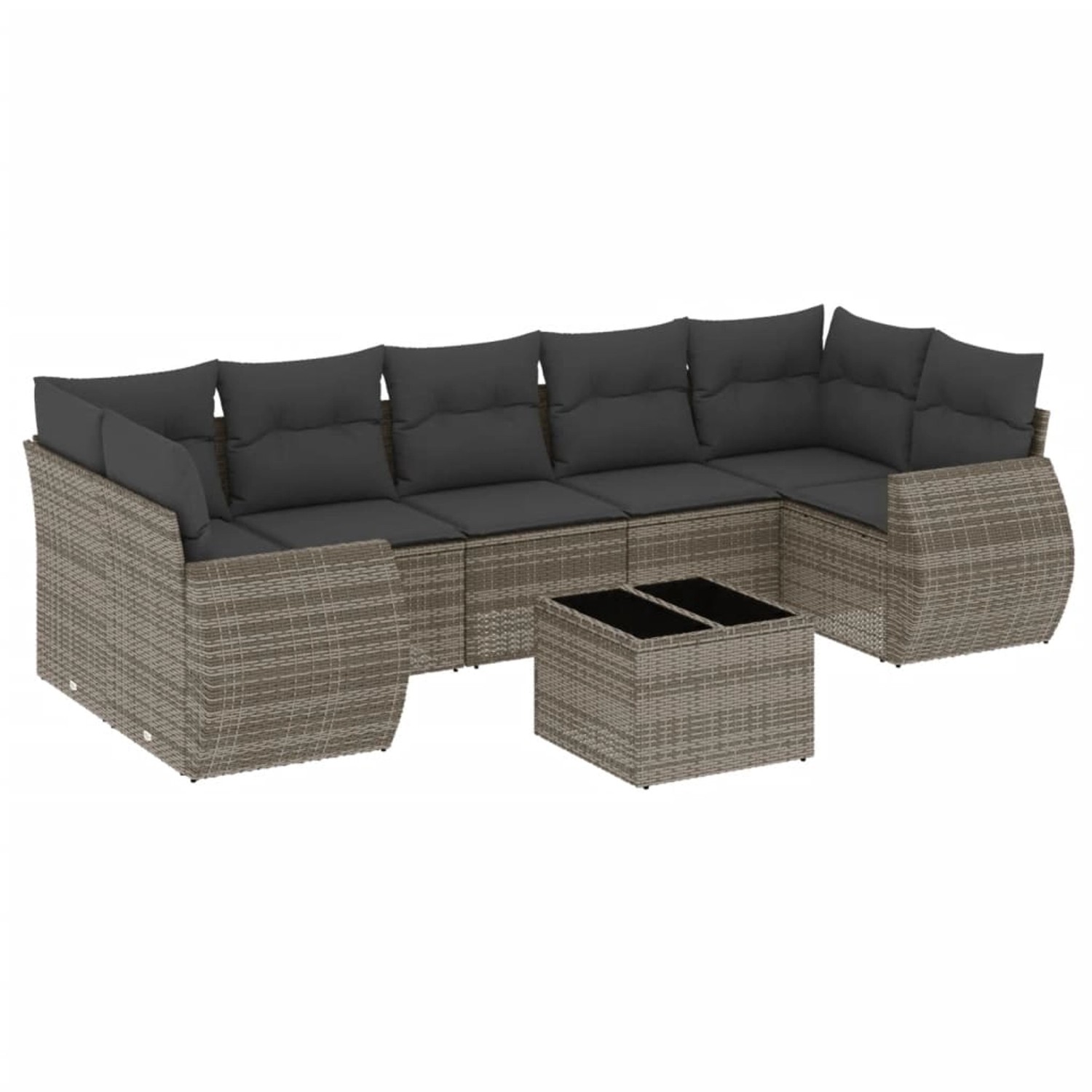 vidaXL 8-Tlg Garten-Sofagarnitur mit Kissen Grau Poly Rattan 3221139 günstig online kaufen