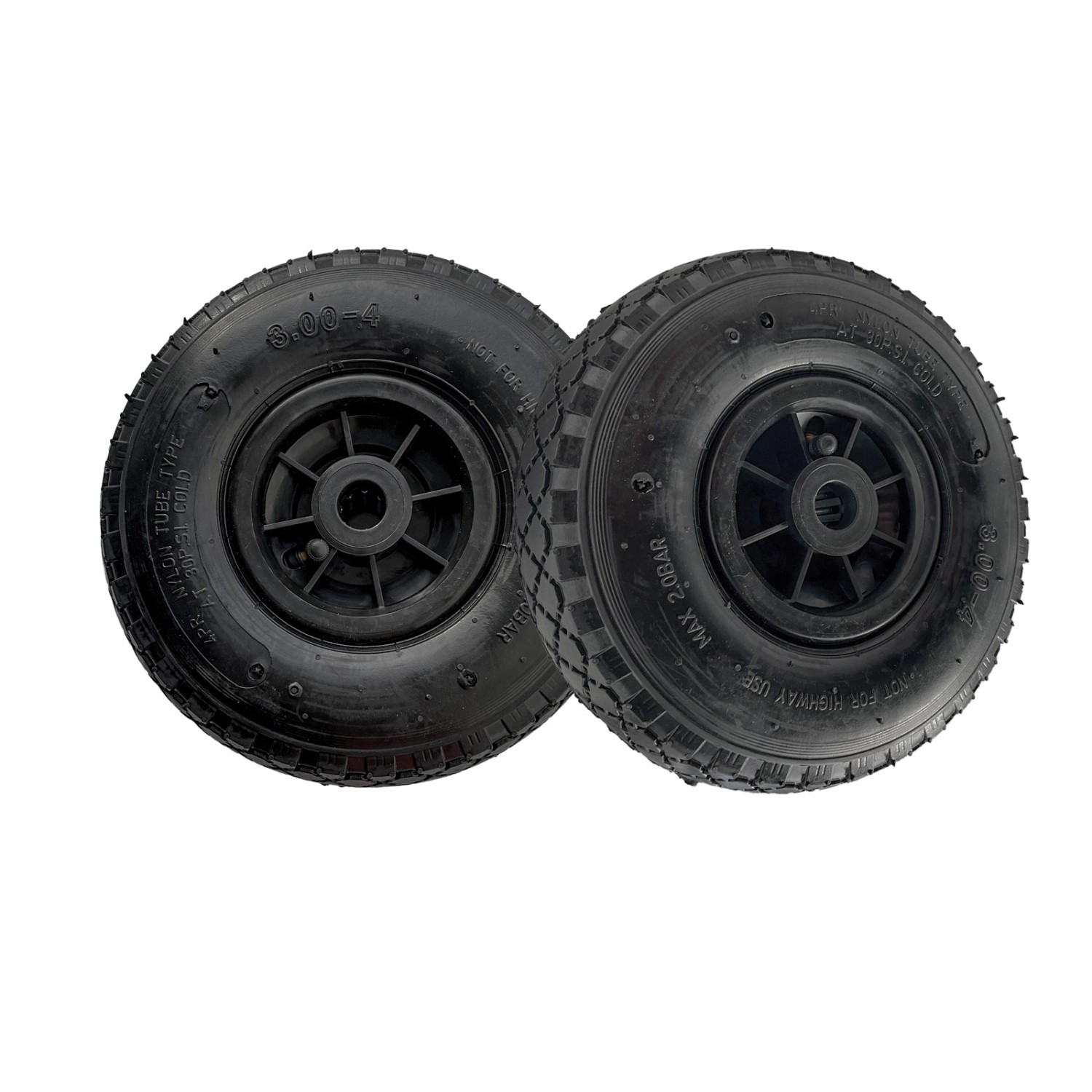 TRUTZHOLM 2x Sackkarrenrad Luftrad 260x85mm 3.00-4 Achlänge 75mm 4PR Nadellager Schwarz